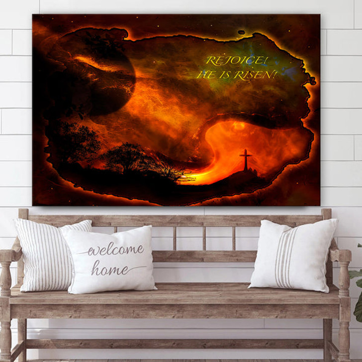 Rejoice He Is Risen Canvas Pictures - Easter Canvas - Christian Canvas Wall Art