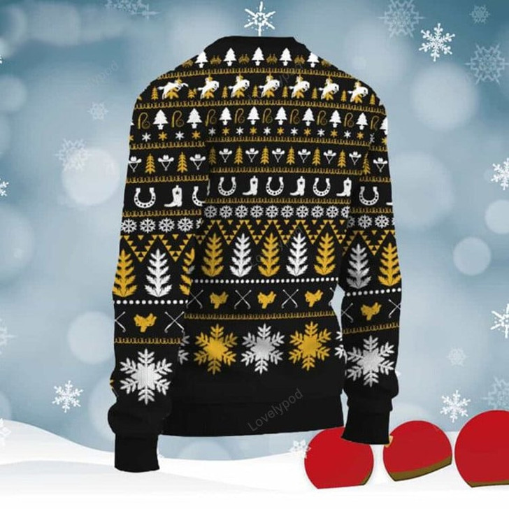 FUNSTUFFPRINT Ho-Ho-Horse Mounted Shooting Christmas Ugly Sweater for men and women, Cowboy, Cowgirl Christmas shirts Ugly Sweater