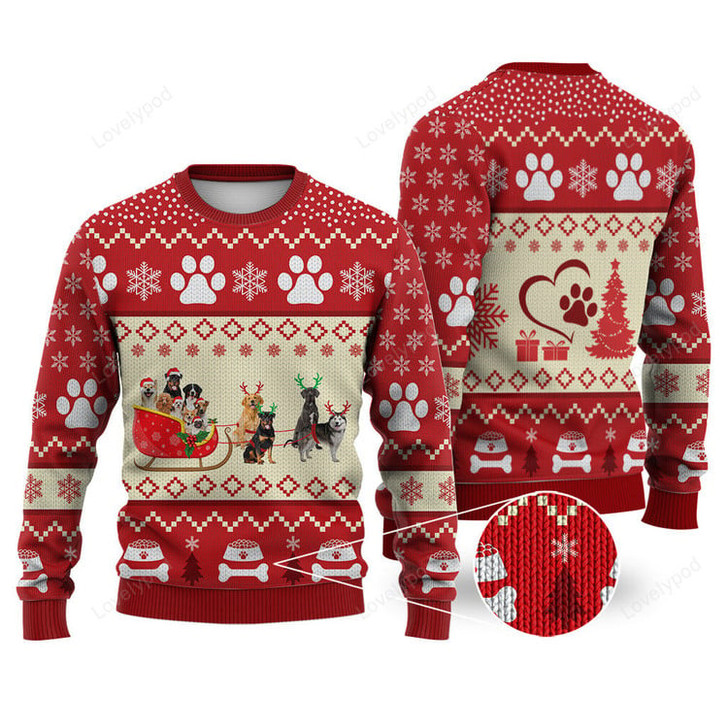 FUNSTUFFPRINT Dog Reindeer Christmas Sweater Christmas Knitted Sweater, Christmas sweatshirt, Xmas gifts Ugly Sweater