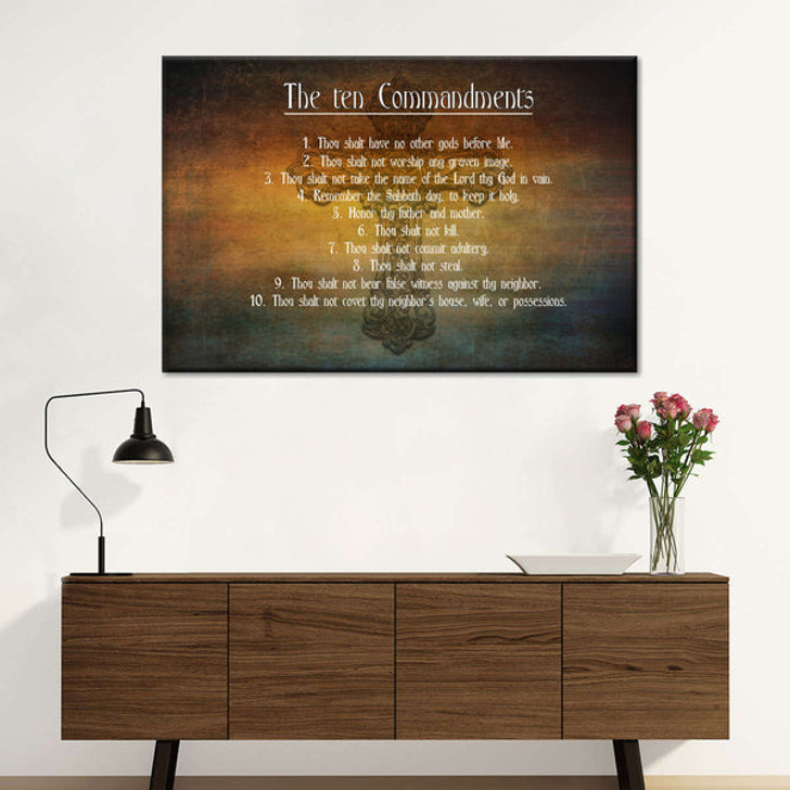 Bible's Ten Commandments Canvas Wall Art - Christian Canvas Wall Art - Religious Wall Art Canvas