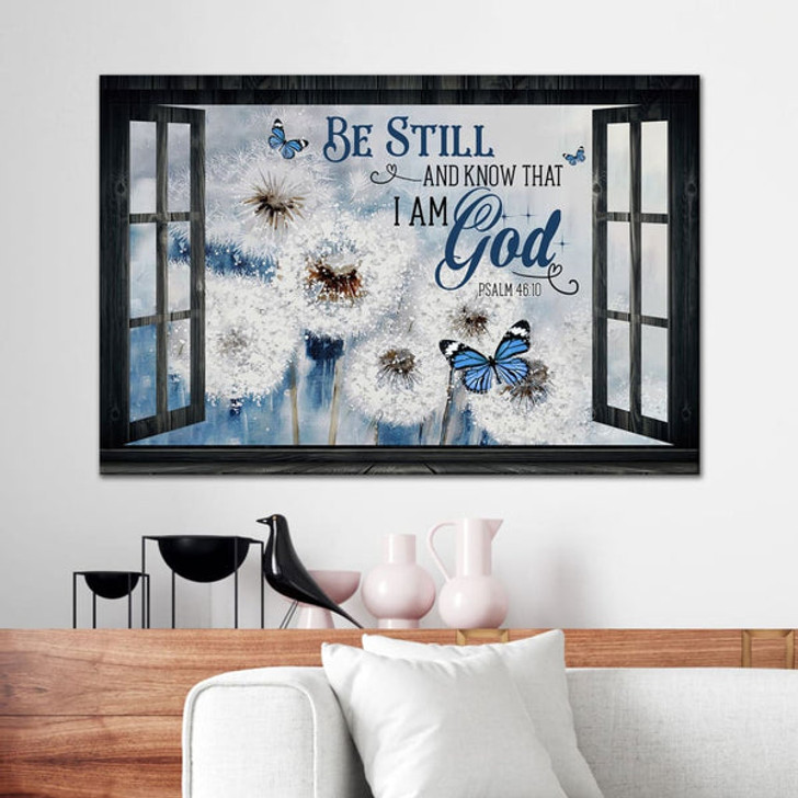 Dandelion Butterfly Be Still And Know Wall Art Canvas Print - Religious Wall Decor