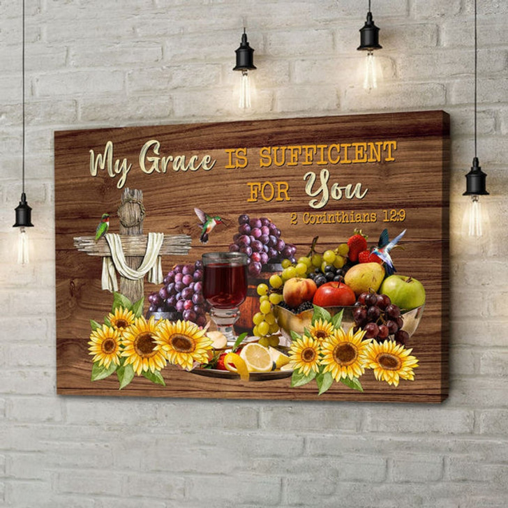 Christian Wall Art 2 Corinthians 129 My Grace Is Sufficient For You Canvas Print - Religious Wall Decor