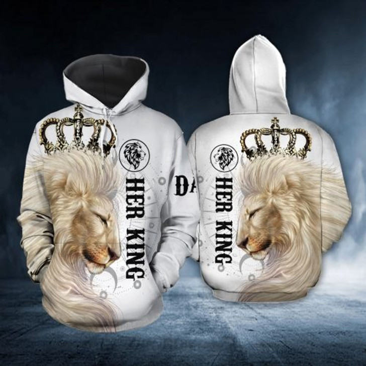 FUNSTUFFPRINT Personalized Lion Couple 3D All Over Hoodie Her King His Queen  3D Hoodie and Zip Hoodie
