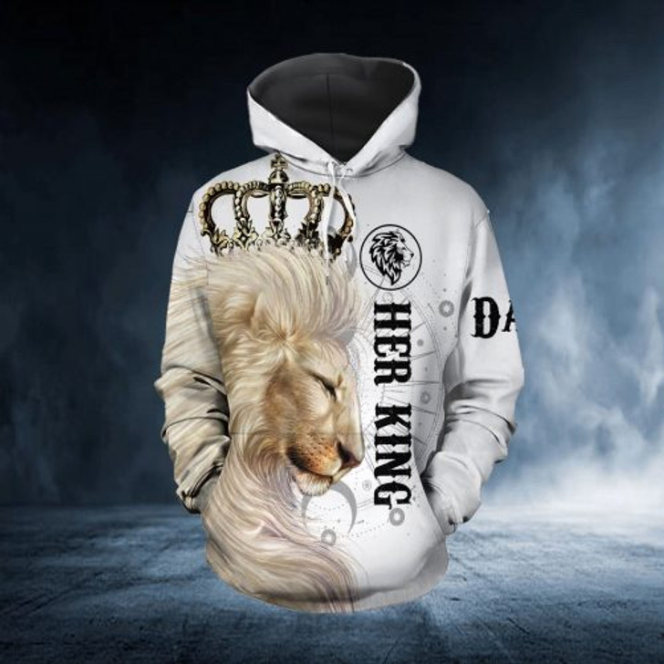 FUNSTUFFPRINT Personalized Lion Couple 3D All Over Hoodie Her King His Queen  3D Hoodie and Zip Hoodie