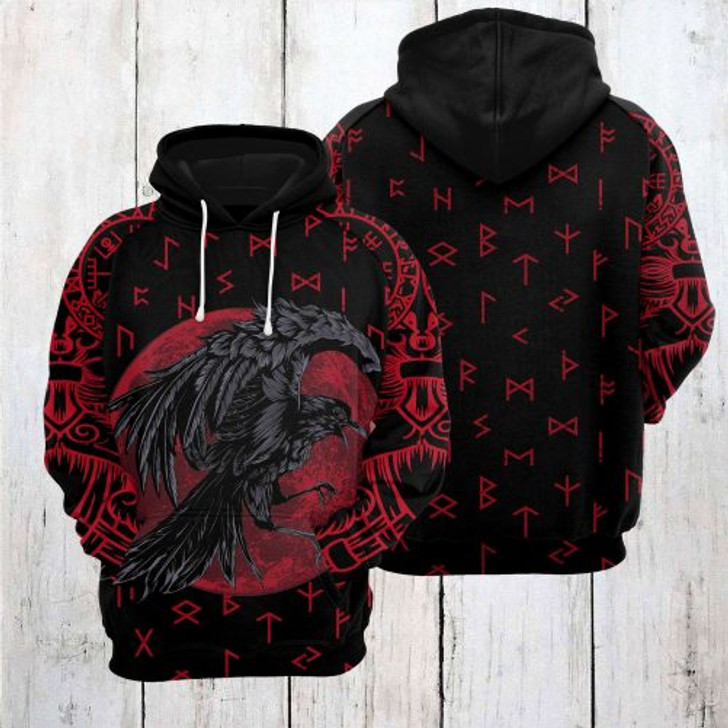 FUNSTUFFPRINT Viking 3D All Over Hoodie Odin Raven  3D Hoodie and Zip Hoodie