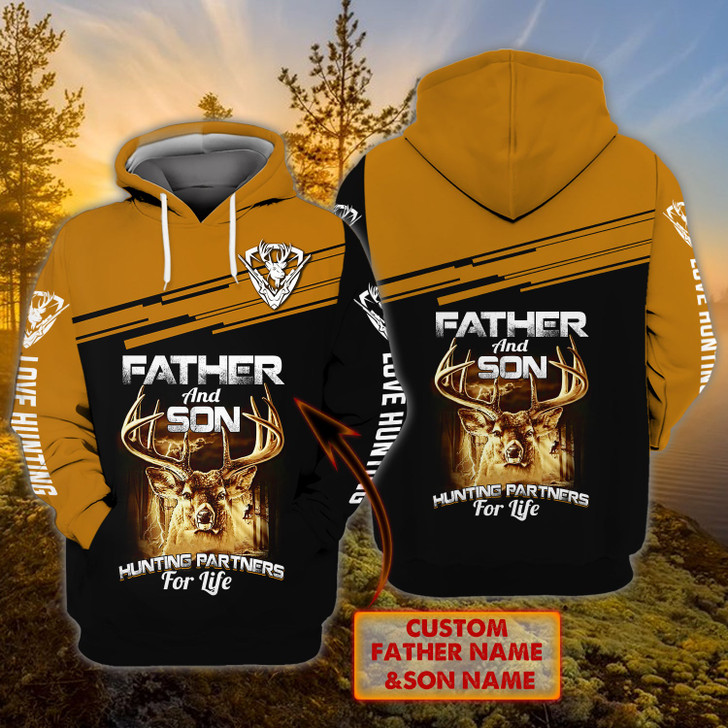 FUNSTUFFPRINT Father And Son Hunting - Personalized Name  3D Hoodie and Zip Hoodie