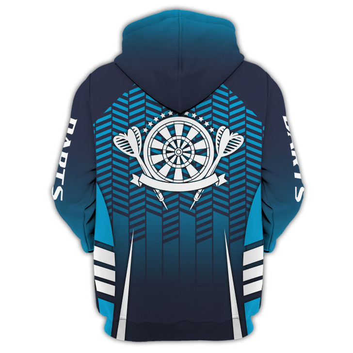 FUNSTUFFPRINT Personalized Name Dart Board Blue  3D Hoodie and Zip Hoodie