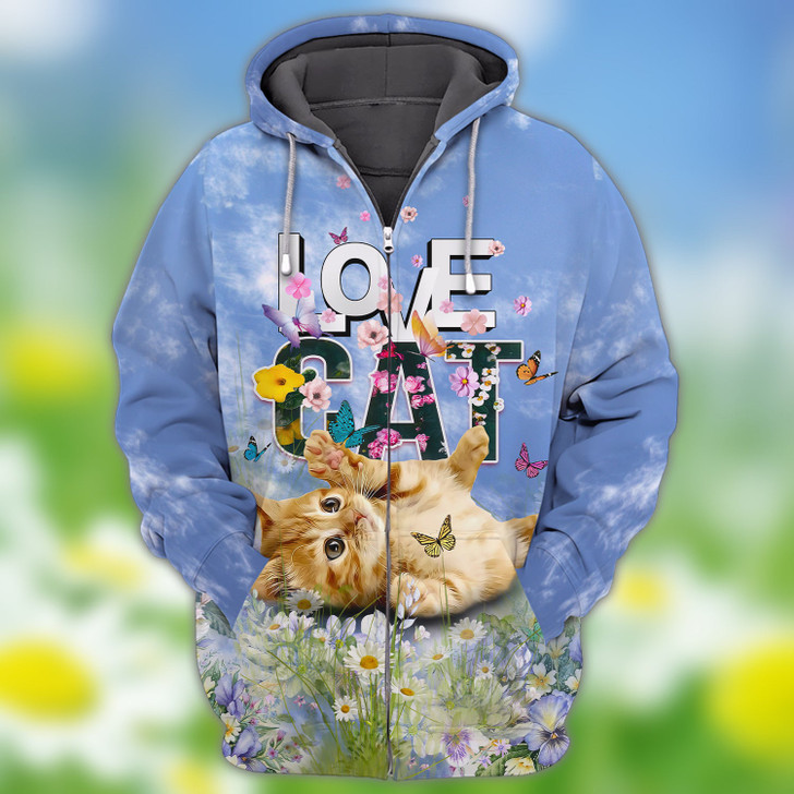 FUNSTUFFPRINT Love Cats, 3D Full Print  3D Hoodie and Zip Hoodie