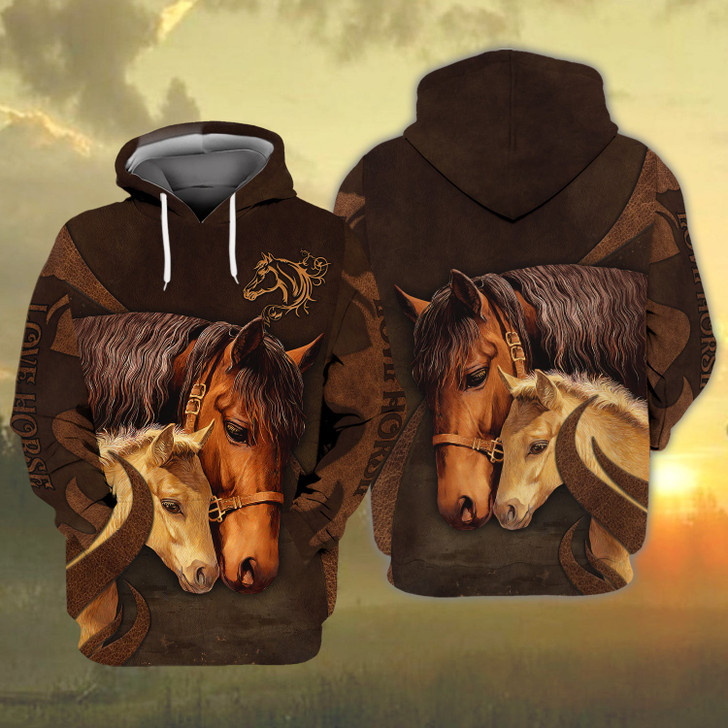 FUNSTUFFPRINT Love Horse 3D Full Print Tad  3D Hoodie and Zip Hoodie