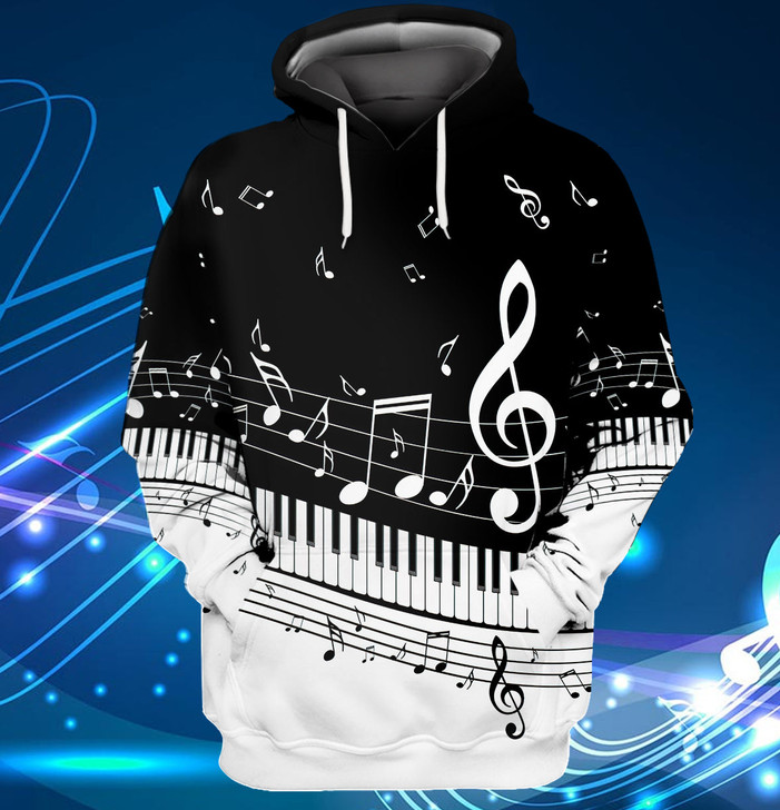 FUNSTUFFPRINT  Full Print - Piano  3D Hoodie and Zip Hoodie