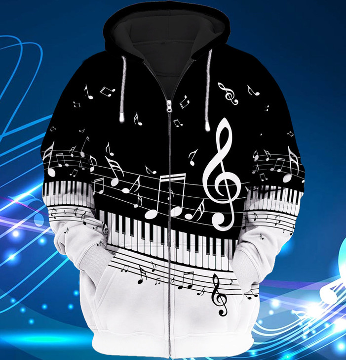 FUNSTUFFPRINT  Full Print - Piano  3D Hoodie and Zip Hoodie