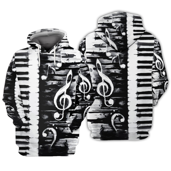 FUNSTUFFPRINT Piano Full Print   3D Hoodie and Zip Hoodie