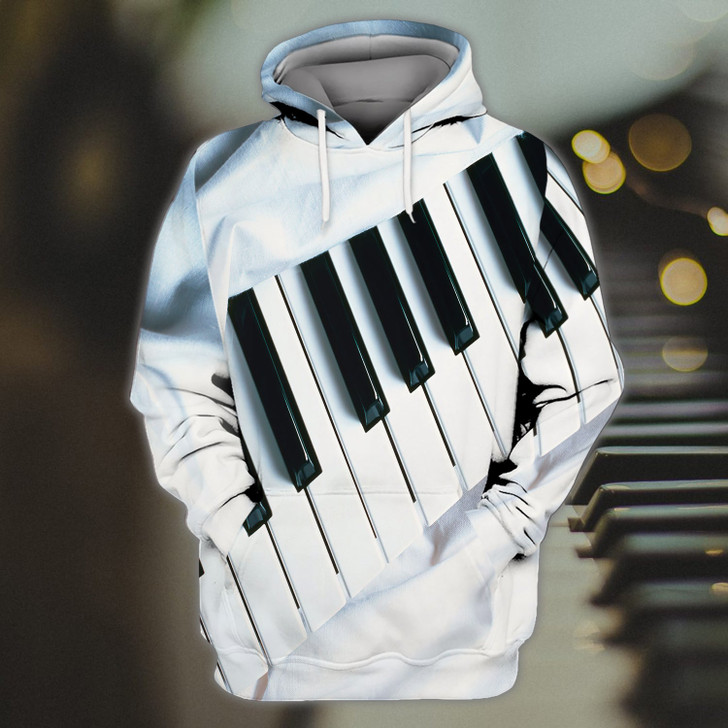 FUNSTUFFPRINT Piano Full Print   3D Hoodie and Zip Hoodie