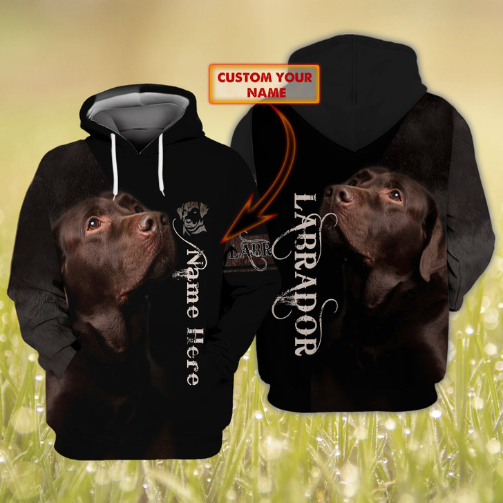 FUNSTUFFPRINT Labrador Retriever - Personalized Name  3D Hoodie and Zip Hoodie