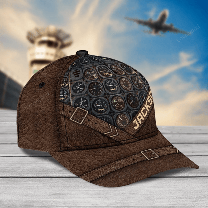 FUNSTUFFPRINT Personalized Pilot Classic Cap, Pilot Hat for Father, Gift for Dad from Daughter and Son-SBC-11254