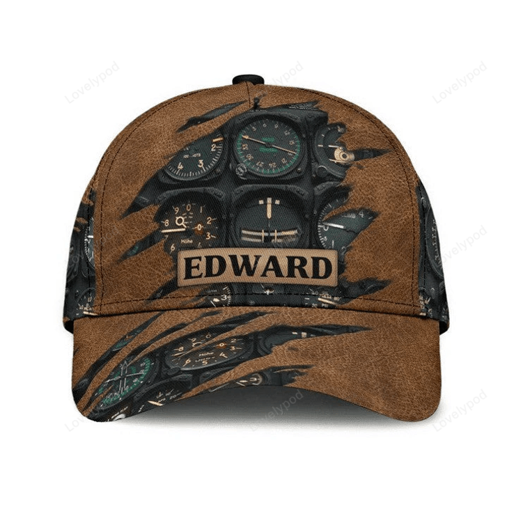 FUNSTUFFPRINT Personalized Pilot Classic Cap, Pilot Hat for Father, Gift for Dad from Daughter and Son-SBC-11255