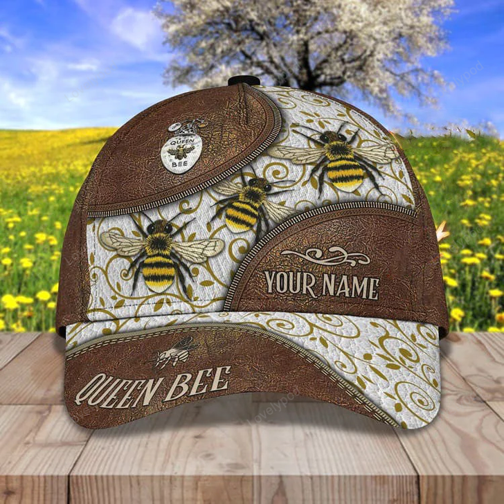 FUNSTUFFPRINT Customized Honey Bee 3D Classic Cap for Farmer, Bee Hat for Dad