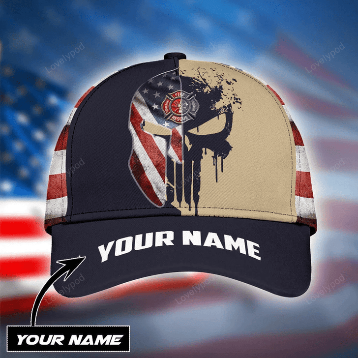 FUNSTUFFPRINT Customized Firefighter Camo 3D Classic Cap, Custom Firefighter Name Hat for Dad-SBC-11320