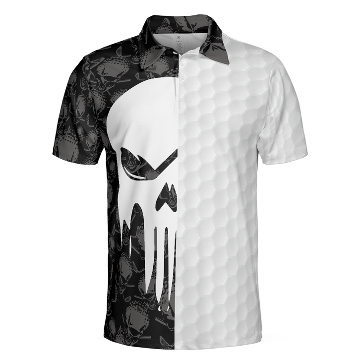 Men Polo Shirt - Bad Day Of Golf Polo Shirt, Black And White Skull Flag Polo Shirt - Gift For Golfer - Funny Golf Shirt For Men