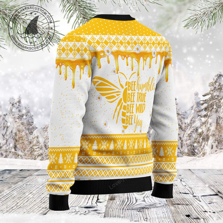 FUNSTUFFPRINT Bee Merry Ugly Christmas Sweater, Christmas sweatshirt, Christmas gift Ugly Sweater