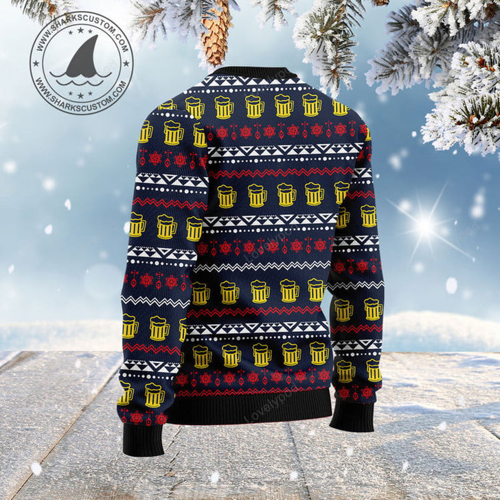 FUNSTUFFPRINT Santa Beerd Ugly Christmas Sweater, Christmas ugly sweatshirt, Christmas gifts for Dad Ugly Sweater