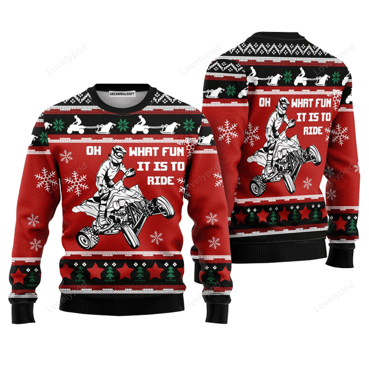 FUNSTUFFPRINT Christmas Ride Sweater What Fun It Is To Ride, Ugly Sweater For Men & Women Ugly Sweater