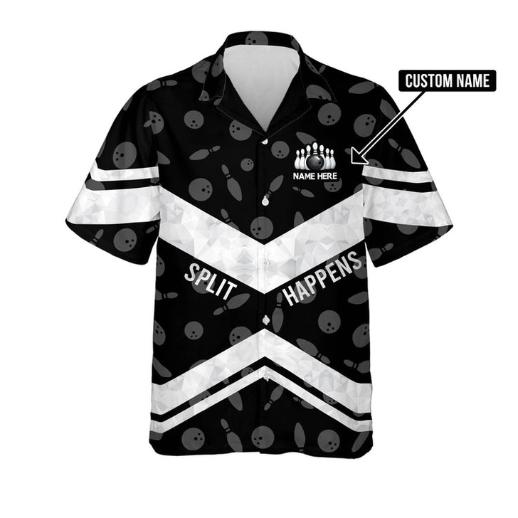 Custom 3D All Over Print Split Happens Hawaiian Shirt , Custom Name Bowling Hawaiian Shirt