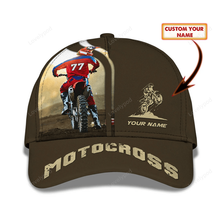 FUNSTUFFPRINT Motocross Classic Cap Motorcycle Personalized Name 3D Baseball Cap