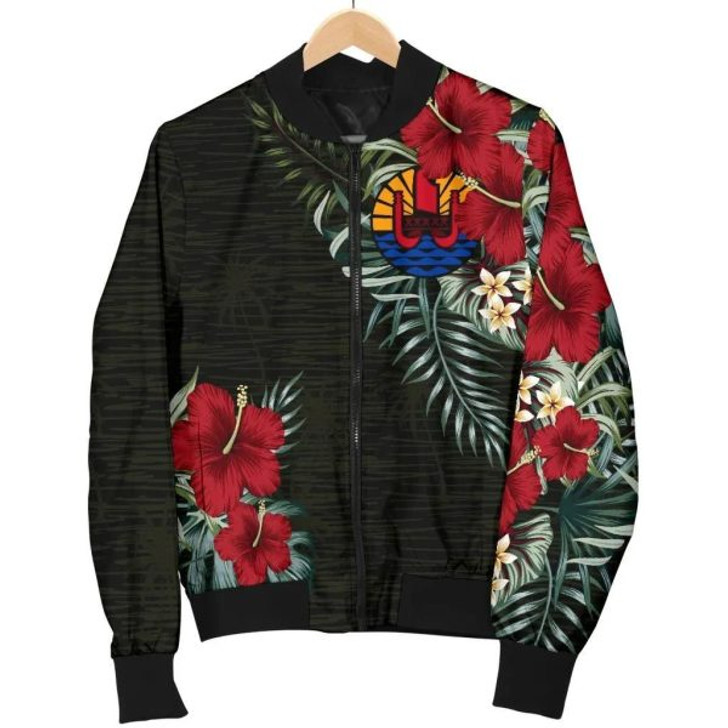 FUNSTUFFPRINT French Polynesia Hibiscus Women’s Bomber Jacket A7 Bomber Jacket