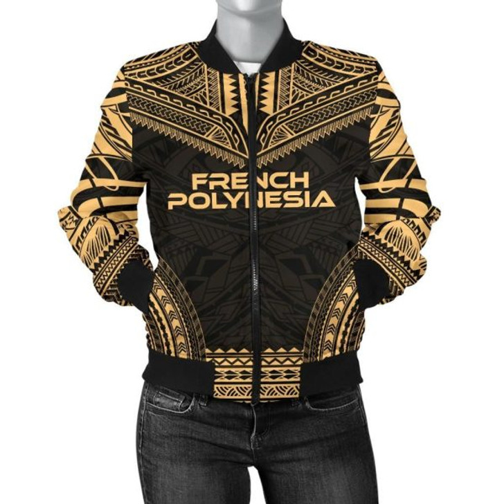 FUNSTUFFPRINT French Polynesia Polynesian Chief Women’S Bomber Jacket – Gold Version – Bn10 Bomber Jacket