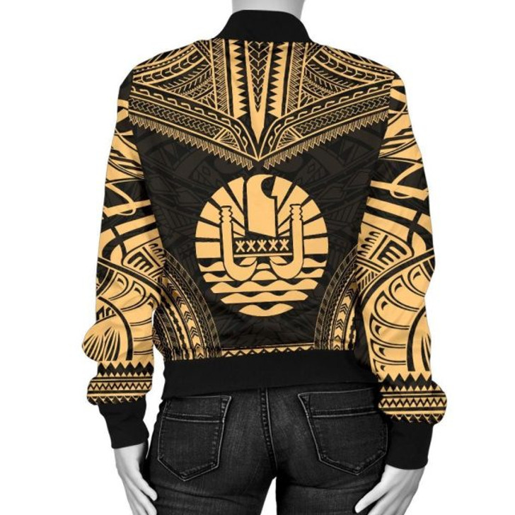 FUNSTUFFPRINT French Polynesia Polynesian Chief Women’S Bomber Jacket – Gold Version – Bn10 Bomber Jacket