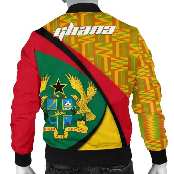 FUNSTUFFPRINT Ghana Bomber Jacket, Ghana Coat Of Arms Pattern Men A10 Bomber Jacket