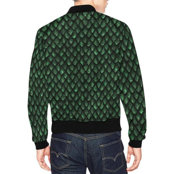 FUNSTUFFPRINT Green Egg Skin Dragon Pattern Print Mens Bomber Jacket