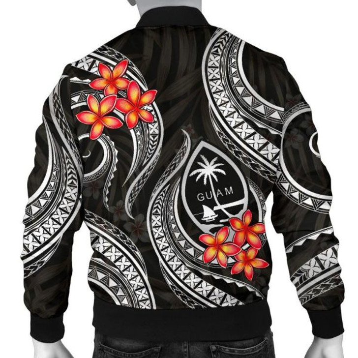 FUNSTUFFPRINT Guam Polynesian Men Bomber Jacket – Black Plumeria – BN11 Bomber Jacket
