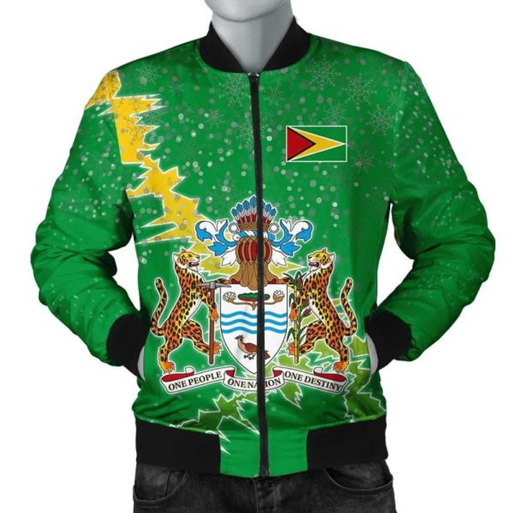 FUNSTUFFPRINT Guyana Christmas Coat Of Arms Men Bomber Jacket X Style J78 Bomber Jacket