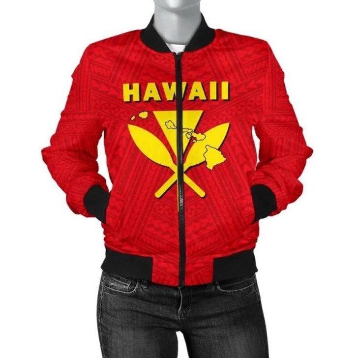 FUNSTUFFPRINT Hawaii Kanaka Polynesian Women’s Bomber Jacket – AH – J71