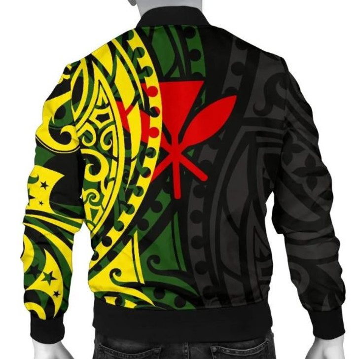 FUNSTUFFPRINT Hawaii Men’s Bomber Jacket – Polynesian Patterns With Hibiscus Flowers – BN15 Bomber Jacket