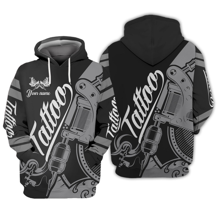 FUNSTUFFPRINT Tattoo Artist Shop Personalized Name 3D Hoodie and Zip Hoodie