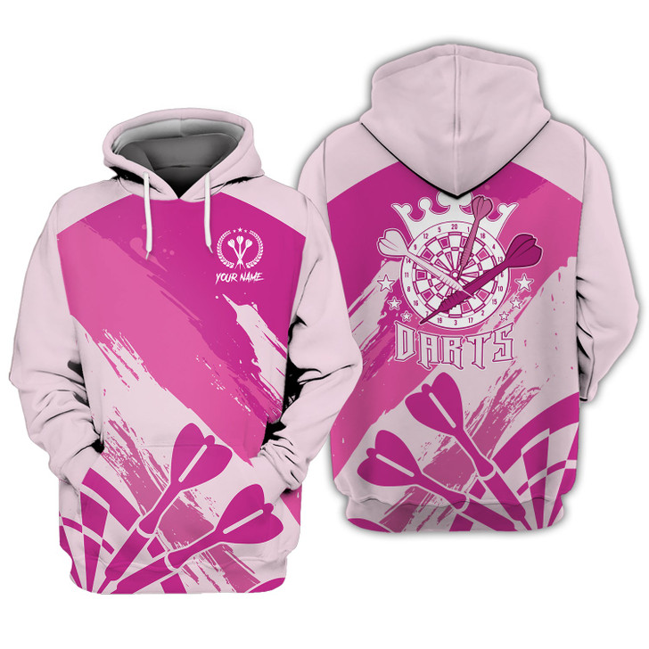 FUNSTUFFPRINT  Personalized Name Darts Pink 3D Hoodie and Zip Hoodie