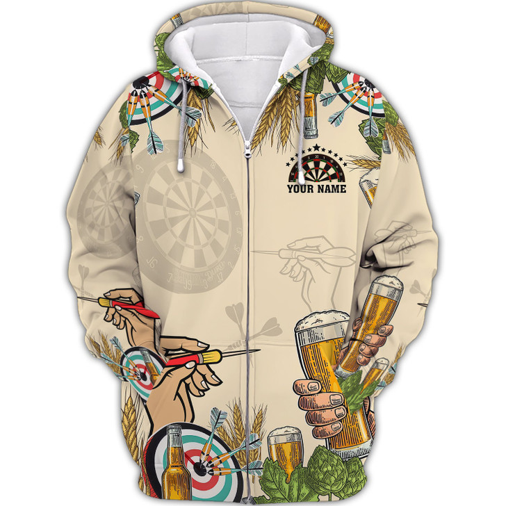 FUNSTUFFPRINT  Personalized Name Darts And Beer, That's Why I'm Here  3D Hoodie and Zip Hoodie