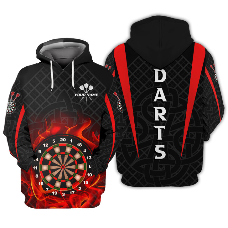 FUNSTUFFPRINT  Personalized Name Dart Board On Fire3D Hoodie and Zip Hoodie