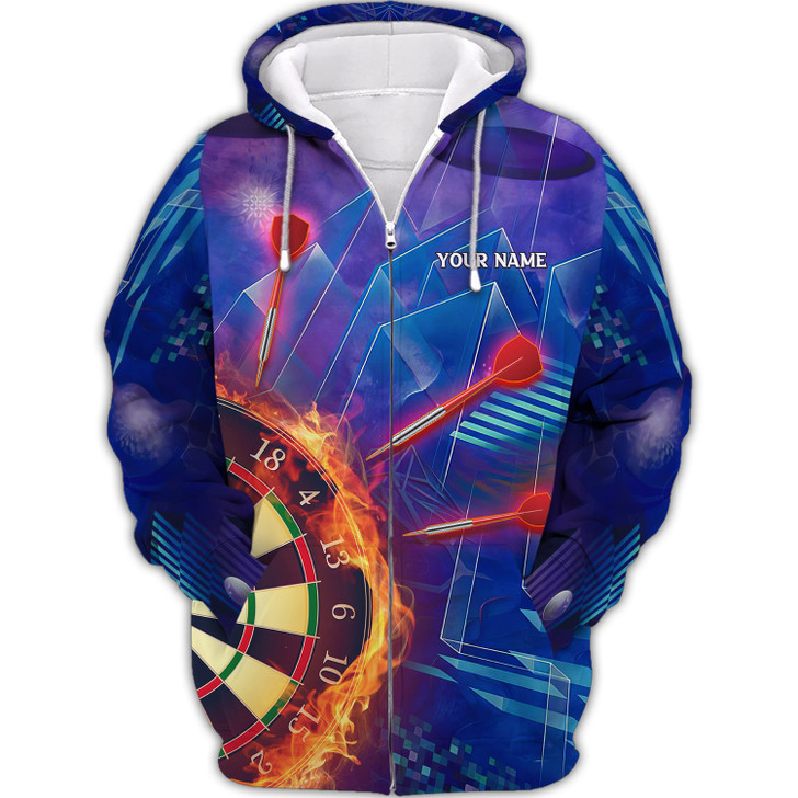FUNSTUFFPRINT  Personalized Name Dart Purple 3D Hoodie and Zip Hoodie