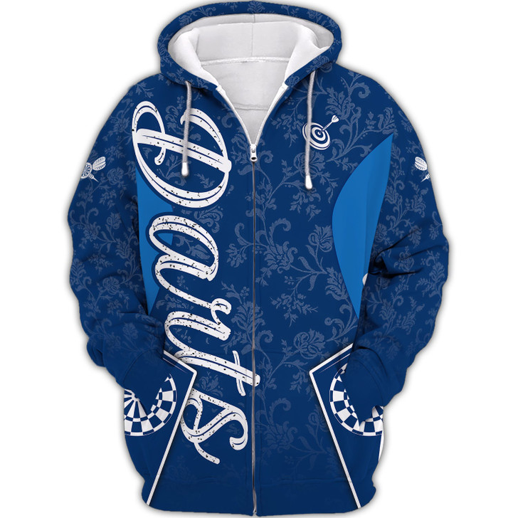 FUNSTUFFPRINT Darts Blue 3D Hoodie and Zip Hoodie