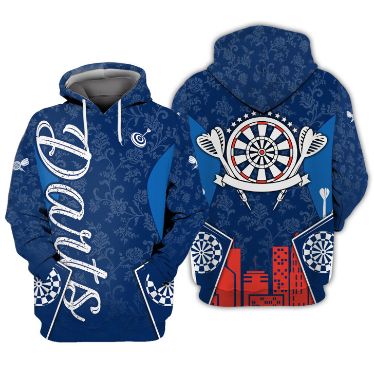 FUNSTUFFPRINT Darts Blue 3D Hoodie and Zip Hoodie