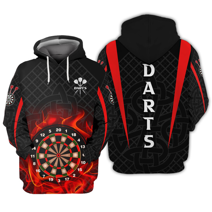 FUNSTUFFPRINT  Dart Board On Fire 3D Hoodie and Zip Hoodie