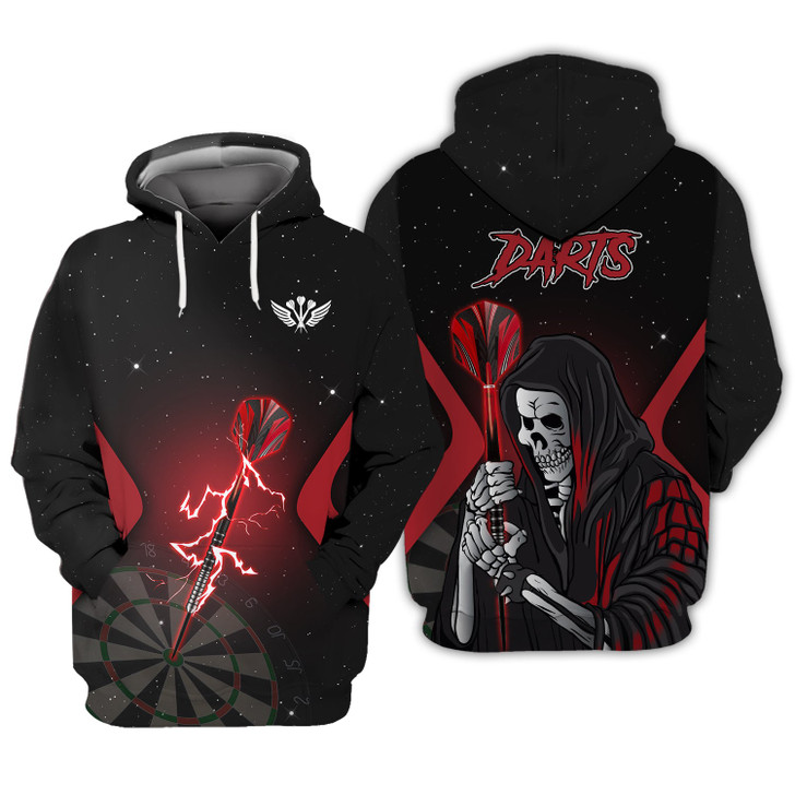 FUNSTUFFPRINT Darts Skeleton  3D Hoodie and Zip Hoodie