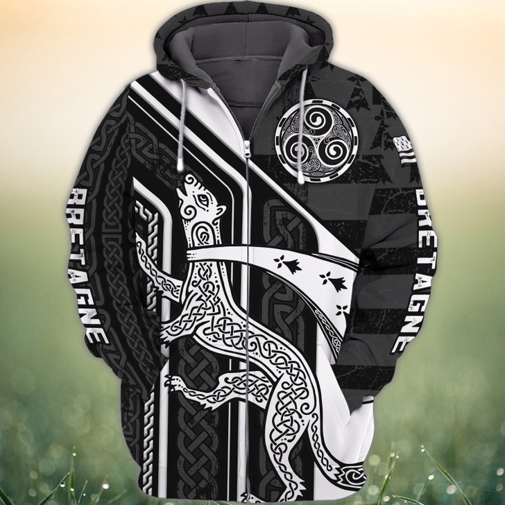 FUNSTUFFPRINT- Brittany Celtic  3D Hoodie and Zip Hoodie