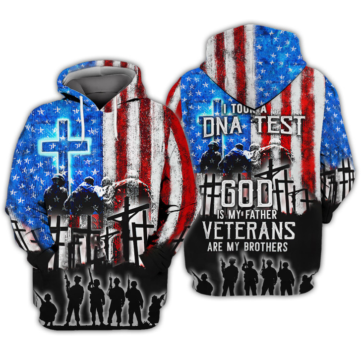FUNSTUFFPRINT GOD IS MY FATHER - VETERAN ARE MY BOTHERS   3D Hoodie and Zip Hoodie