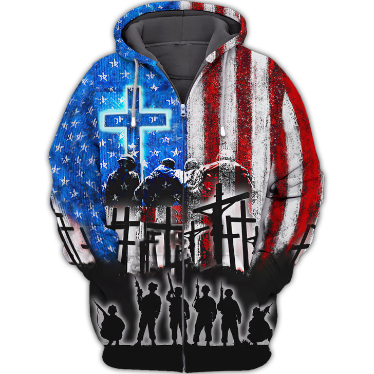 FUNSTUFFPRINT GOD IS MY FATHER - VETERAN ARE MY BOTHERS   3D Hoodie and Zip Hoodie