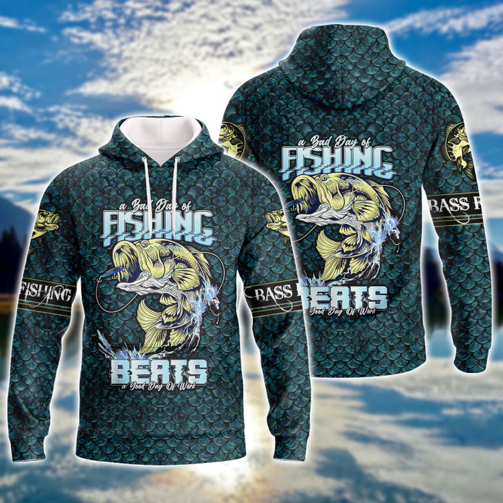 FUNSTUFFPRINT Bass Fishing  3D Hoodie and Zip Hoodie